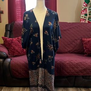 Dark teal floral kimono/cover up